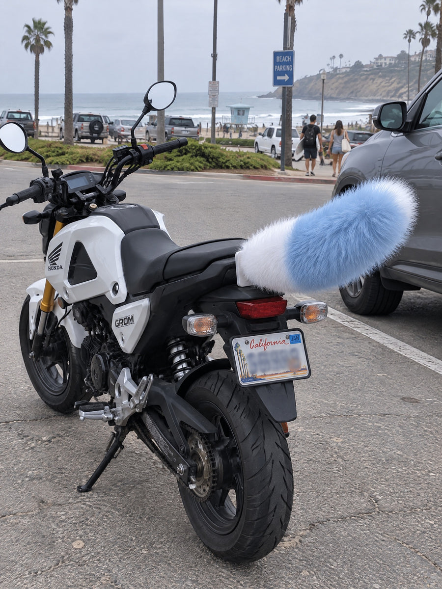 Sky Blue & White | Wagride tail on the rear of a scooter or motorcycle