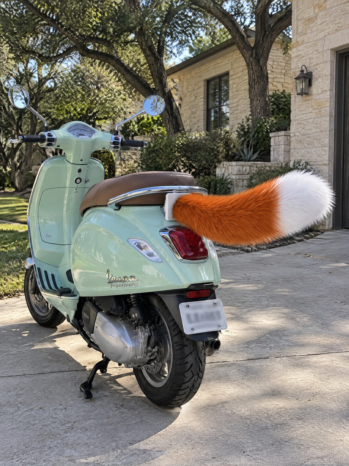 Orange & White | Wagride tail on the rear of a scooter or motorcycle