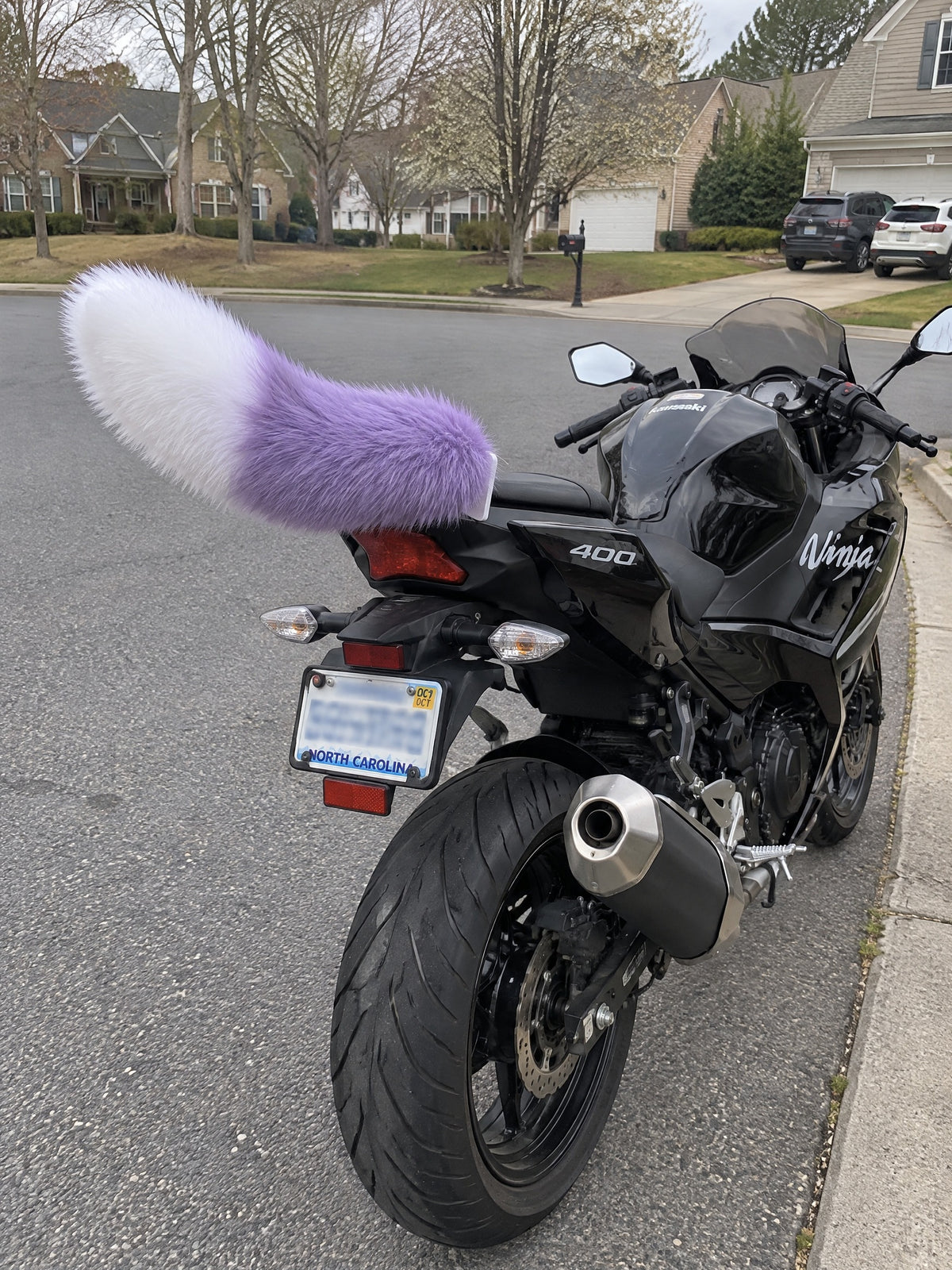 Purple & White | Wagride tail on the rear of a scooter or motorcycle